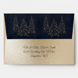 Gold Metallic Black Fairy Light Trees Wedding  Envelope