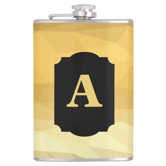 Gold metallic black luxury personalized monogram  flask (Front)