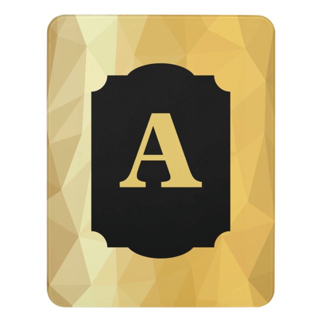 Gold metallic black personal monogram door sign (Contemporary Vert)