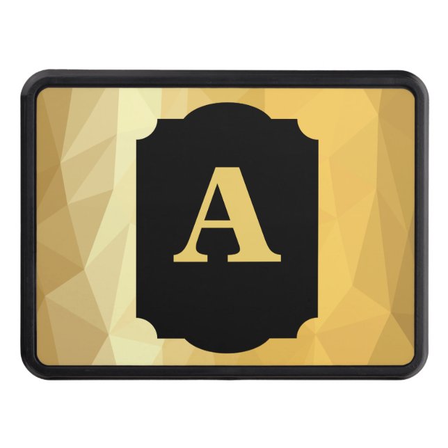 Gold metallic black personal monogram hitch cover (Front)