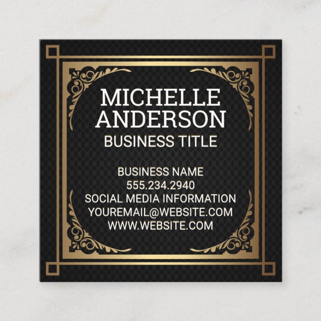 Gold Metallic Border | Black Mesh Loyalty Card (Front)