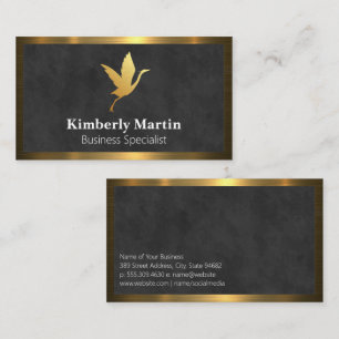 Gold Metallic Border Black Texture Background Business Card