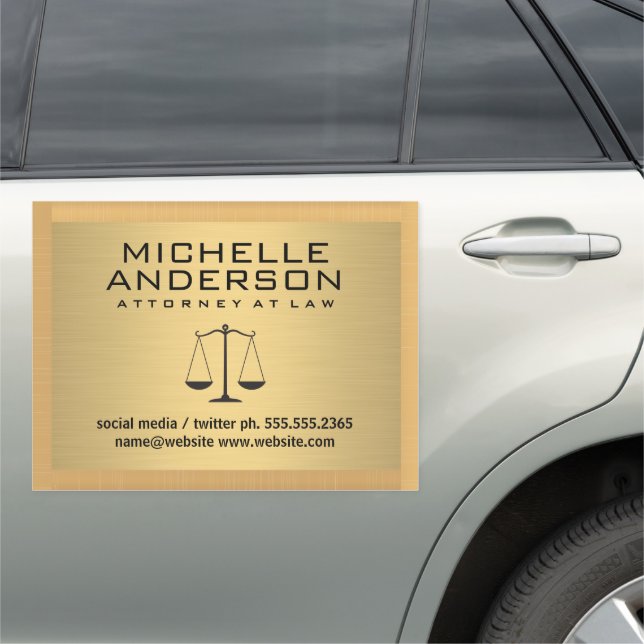 Gold Metallic Border | Gold Metal Brushed Car Magnet (In Situ)