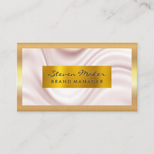 Gold Metallic Border | Silk Drapery Business Card (Front)