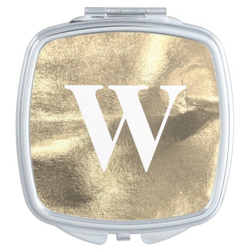 Gold Metallic Bridal Shower Wedding Monogram Compact Mirror