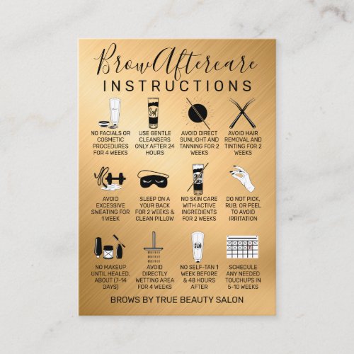 Gold Metallic Brows Aftercare Icon Business Card