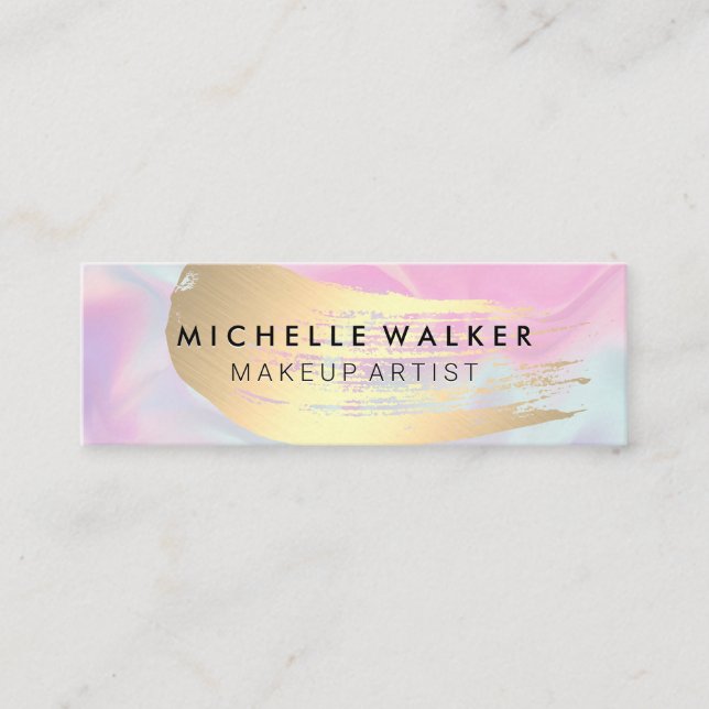 Gold Metallic Brush Stroke | Pastel Liquid Blend Mini Business Card (Front)