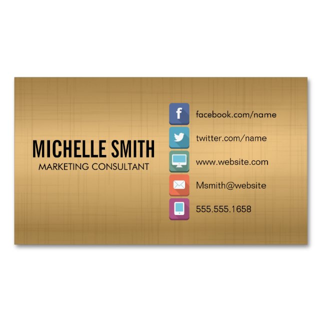 Gold Metallic Business Card Magnet (Front)
