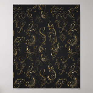 Gold Metallic Calligraphy Script Art Poster