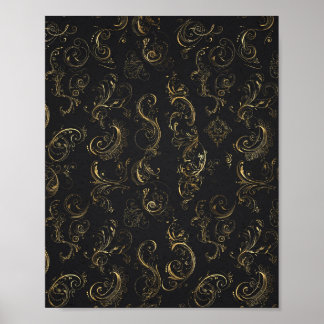 Gold Metallic Calligraphy Script Art Poster