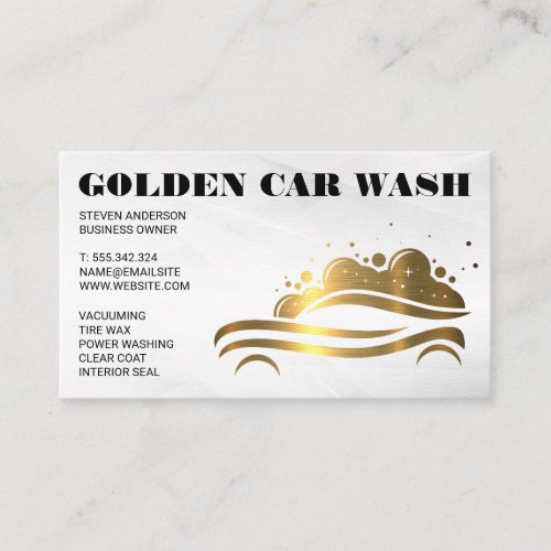 Gold Metallic Car Wash Logo Business Card