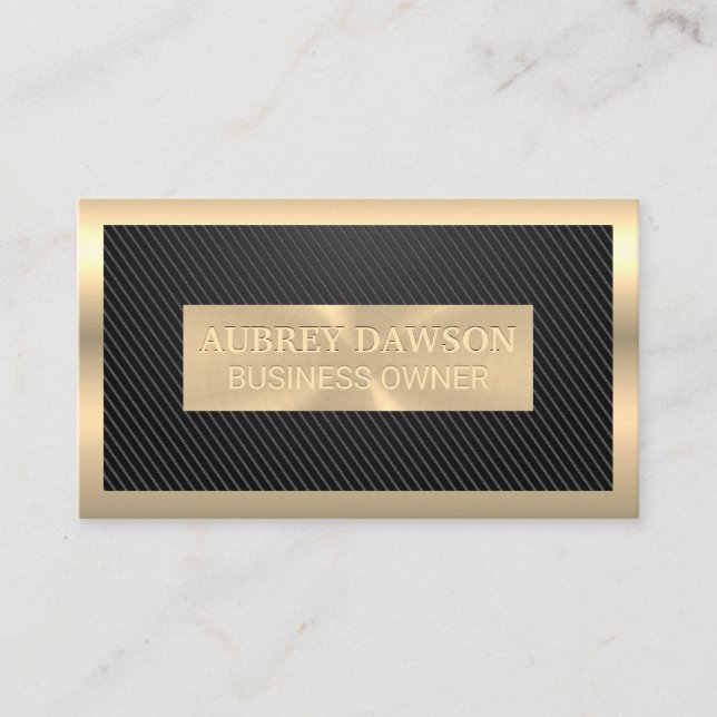 Gold Metallic | Carbon Fiber Pattern Business Card (Front)