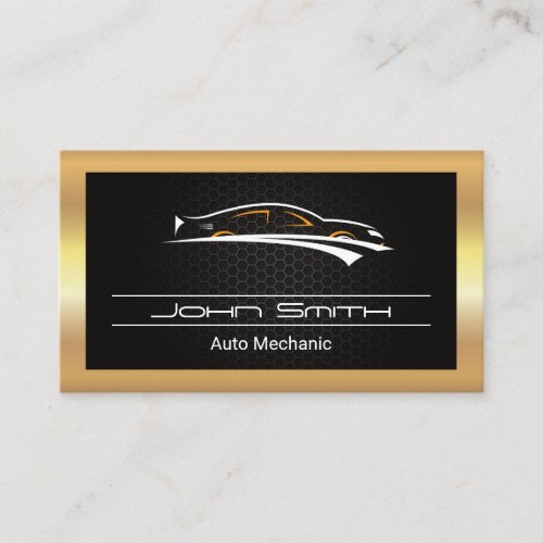 Gold Metallic Carbon Pattern  Auto Logo Business Card