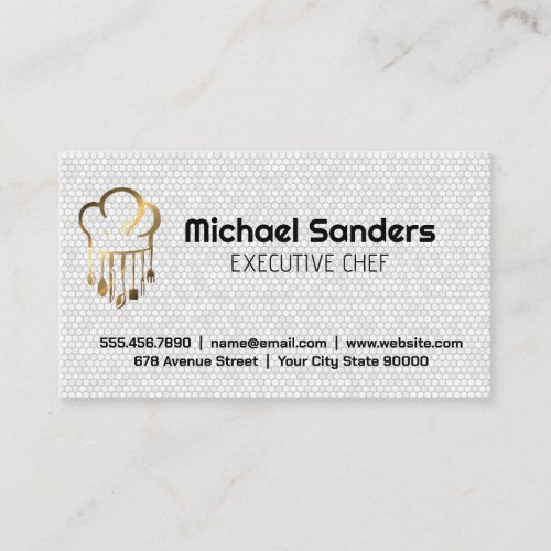 Gold Metallic Chef Logo  Culinary Business Card