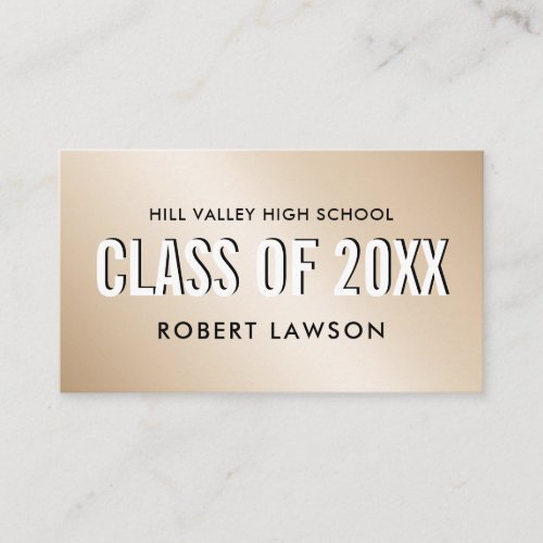 Gold Metallic  Class Graduation Name Social Icon Business Card