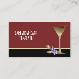Gold Metallic Cocktail Glass Business Card