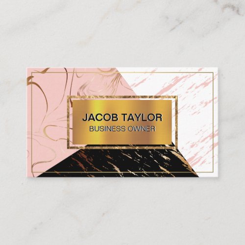 Gold Metallic  Color Block Marble Business Card