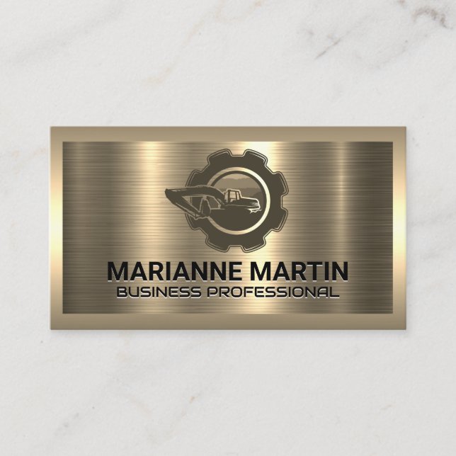 Gold Metallic | Construction Logo Business Card (Front)