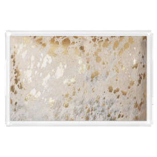 Gold Metallic Cowhide Print Luxurious Acrylic Tray