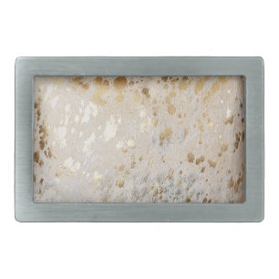 Gold Metallic Cowhide Print Luxurious Belt Buckle