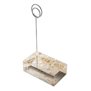 Gold Metallic Cowhide Print Luxurious Place Card Holder