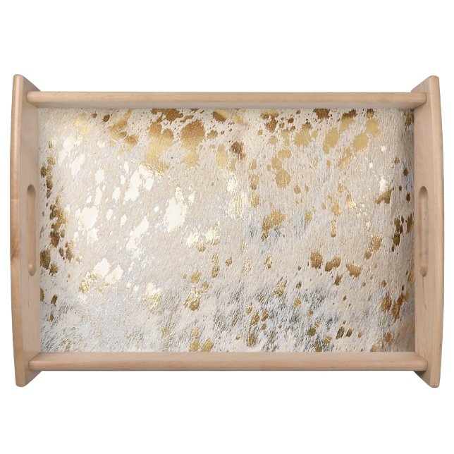 Gold Metallic Cowhide Print | Luxurious Serving Tray (Front)