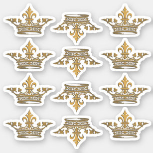 Gold Metallic Crown Fleur de Lis Formal Wedding  Sticker