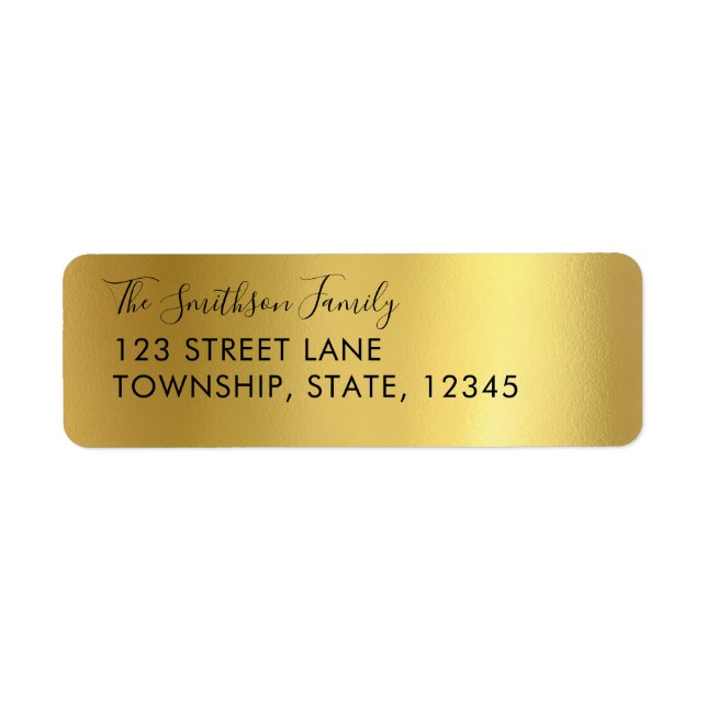Gold Metallic Custom Return Address Labels (Front)