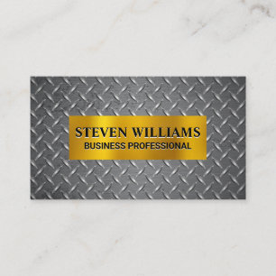 Gold Metallic Diamond Plated Steel Pattern Business Card