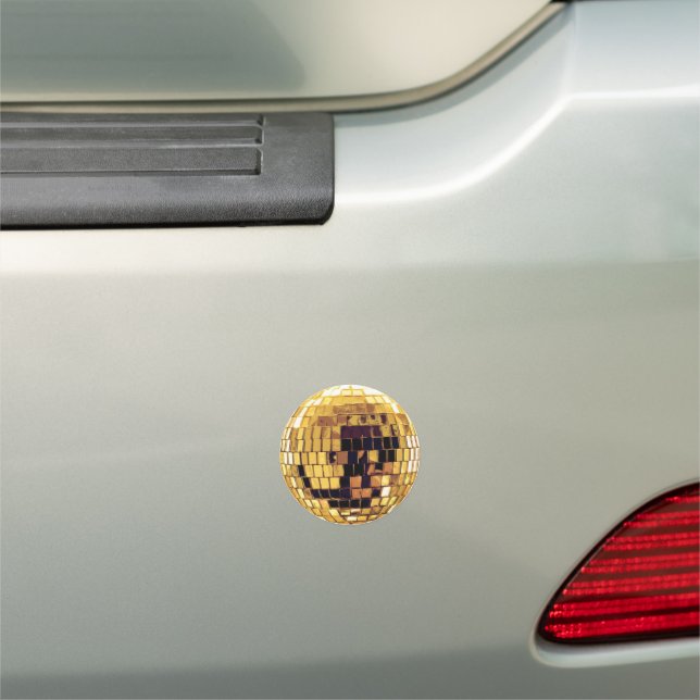 Gold Metallic Disco Ball Car Magnet (In Situ)