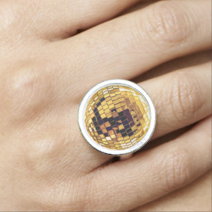 Gold Metallic Disco Ball Ring