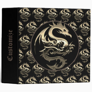 Gold Metallic Dragon 3 Ring Binder