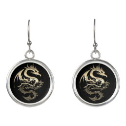 Gold Metallic Dragon Earrings