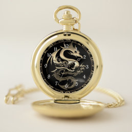 Gold Metallic Dragon Pocket Watch