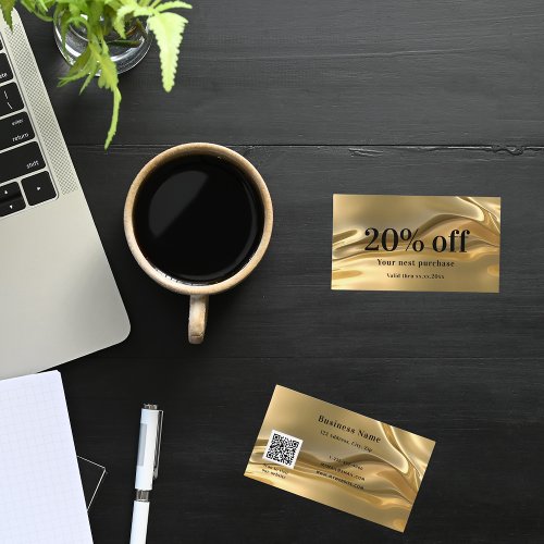 Gold metallic elegant qr code discount card