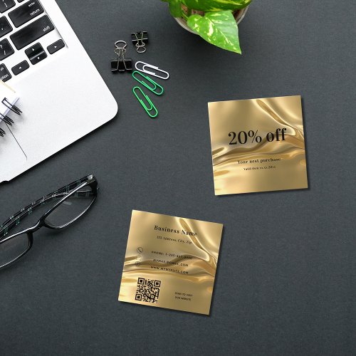 Gold metallic elegant qr code loyalty discount card