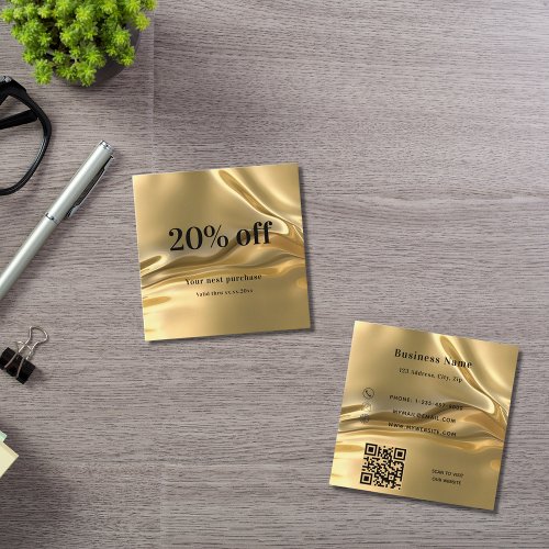 Gold metallic elegant qr code loyalty discount card