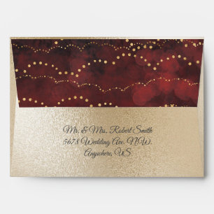 Gold Metallic Fairy Lights Elegant Red Wedding Envelope