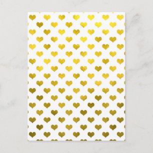Gold Metallic Faux Foil Hearts Polk Dot Heart Postcard