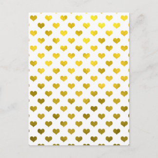 Gold Metallic Faux Foil Hearts Polk Dot Heart Postcard