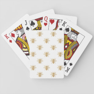 Gold Metallic Faux Foil Photo-Effect Bees on White Playing Cards