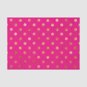 Gold Metallic Faux Foil Polka Dot Pink Background Tissue Paper