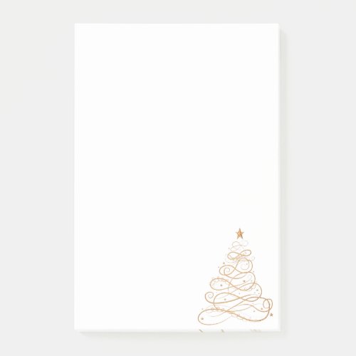 Gold Metallic Filigree Christmas Tree Minimalist Post_it Notes