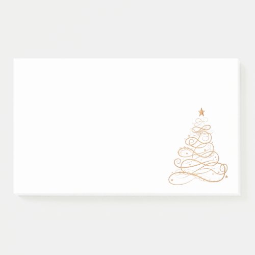 Gold Metallic Filigree Christmas Tree Minimalist Post_it Notes