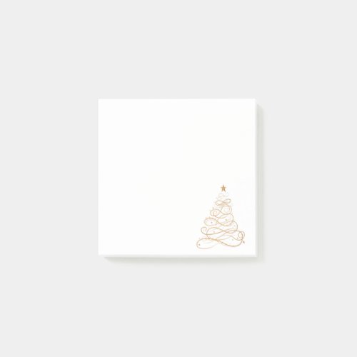 Gold Metallic Filigree Christmas Tree Minimalist Post_it Notes