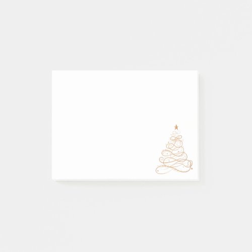 Gold Metallic Filigree Christmas Tree Minimalist Post_it Notes