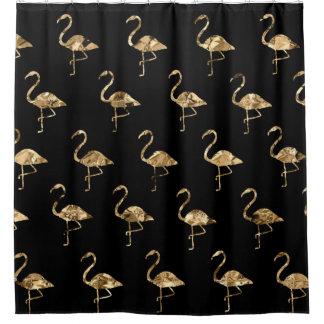 Gold Metallic Flamingo Shower Curtain