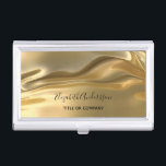 Gold metallic fluid name business card case<br><div class="desc">Elegant,  glamorous fluid faux gold metallic background. Personalize and add your name and title.</div>