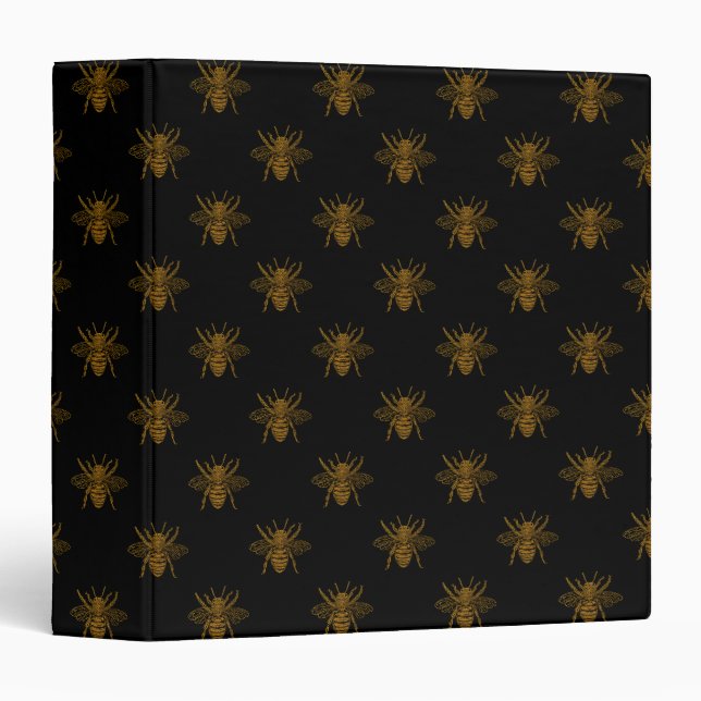 Gold Metallic Foil Bees on Black Binder (Front/Spine)