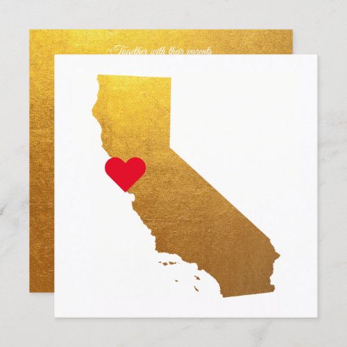 Gold Metallic Foil California Wedding Invitation